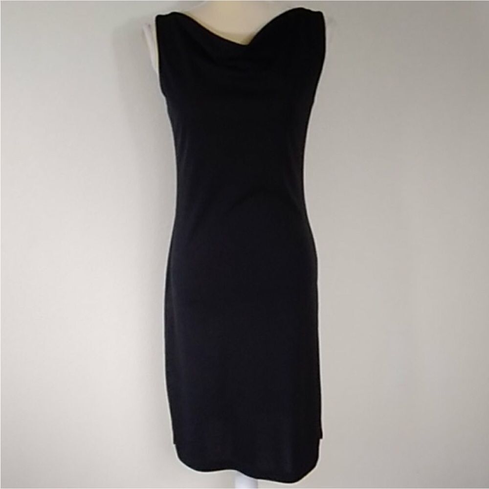 Express Black Cowl Neck Sheath Midi Dress Women Size 3/4